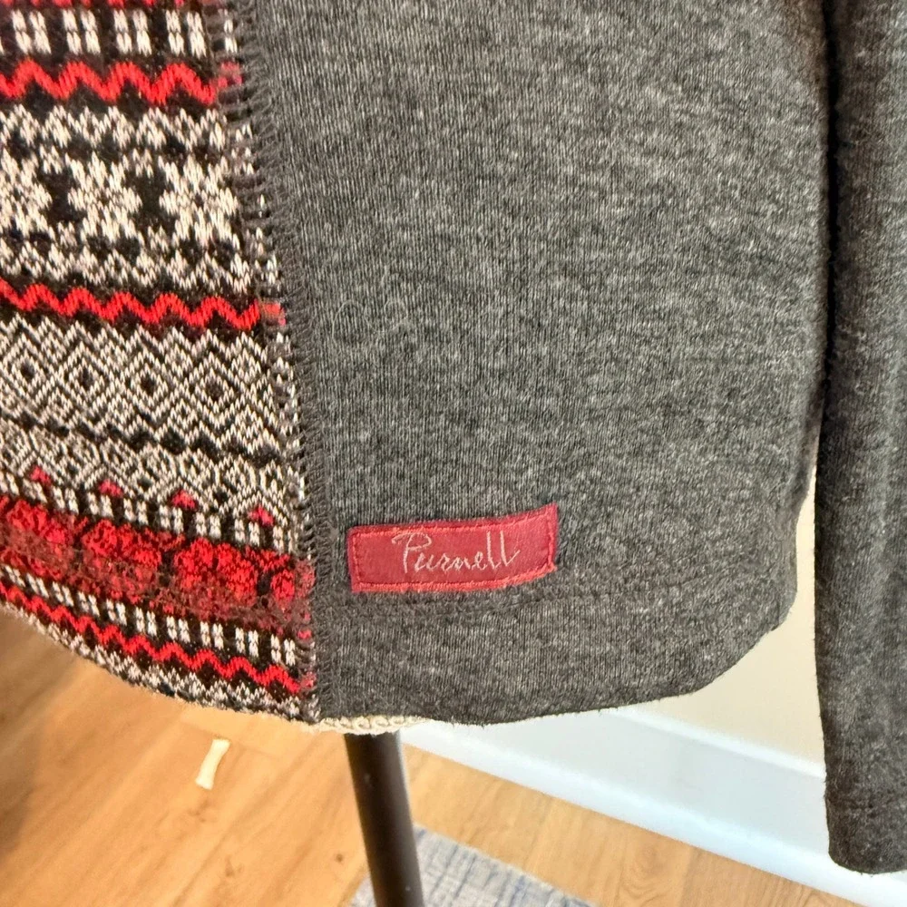 Purnell‎ Women's Gray/Red Snowflake Winter Design Turtle Neck Size XS